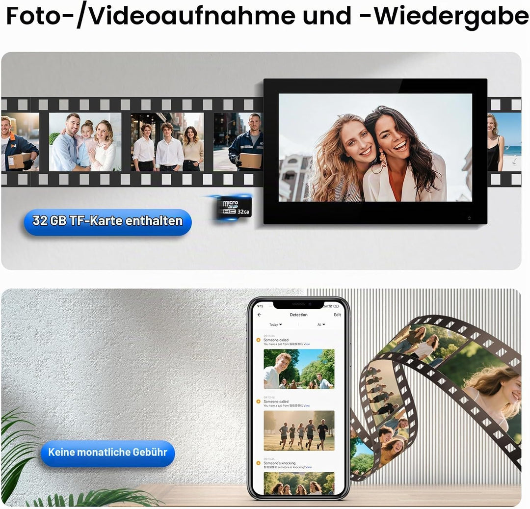 2 Draht WLAN Kabellose Video Türsprechanlage, 1080P HD 7 Zoll Touchscreen Video Intercom System für