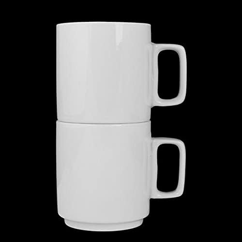 Holst Porzellan BC 022 BH Kaffeebecher 0,22 L Blockhenkel stapelbar, weiss, 7.5 x 7.5 x 8.1 cm, 6er