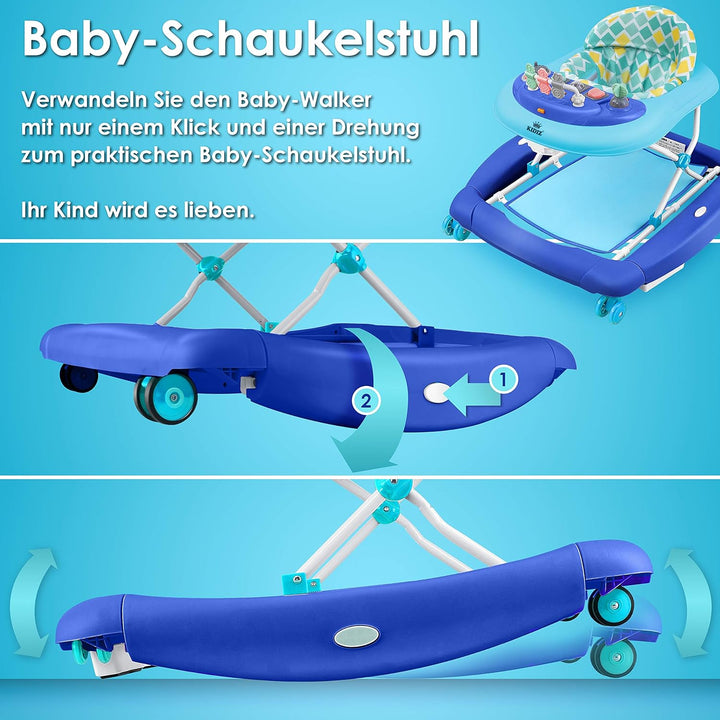 KIDIZ® 4in1 Lauflernhilfe Babywalker Spiel- und Lauflernwagen Gehfrei Schaukelfunktion Babywippe mit