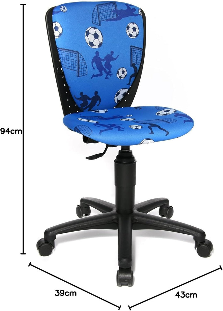 Topstar S'cool 3, Kinderdrehstuhl, Schreibtischstuhl für Kinder, Bezugsstoff blau, Motiv Fussball Mo