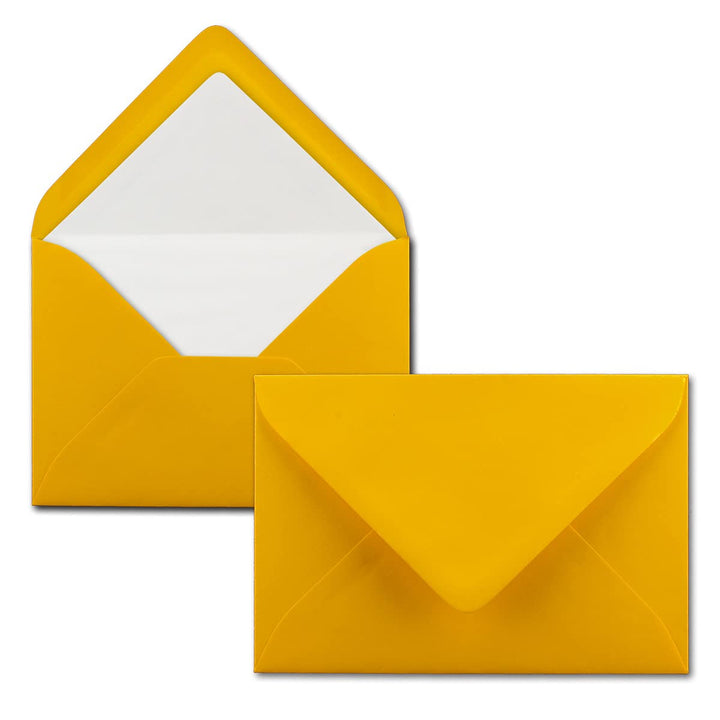 200 Briefumschläge Goldgelb (Gelb, Matt) - DIN C6 - gefüttert mit weissem Seidenpapier - 100 g/m² -