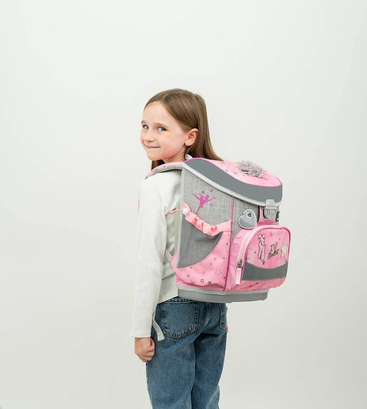 Belmil ergonomischer Schulranzen Set 4 -teilig für Mädchen 1, 2 Klasse Grundschule/Super Leicht 800-