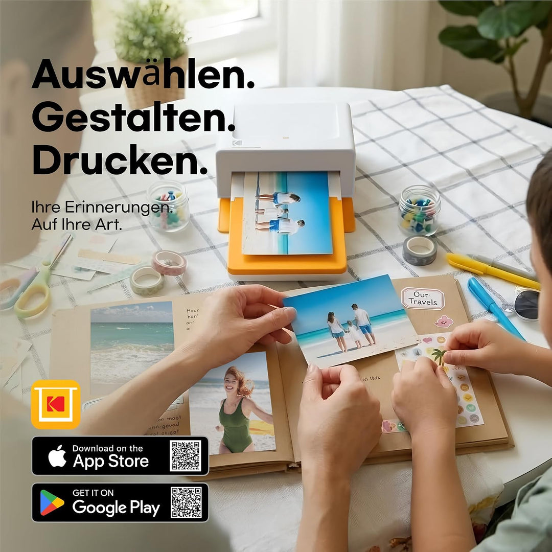 KODAK Dock Plus 4Pass-Fotodrucker (10 x 15 cm) + Paket mit 90 Blatt Fotopapier Imprimante + Paquet a