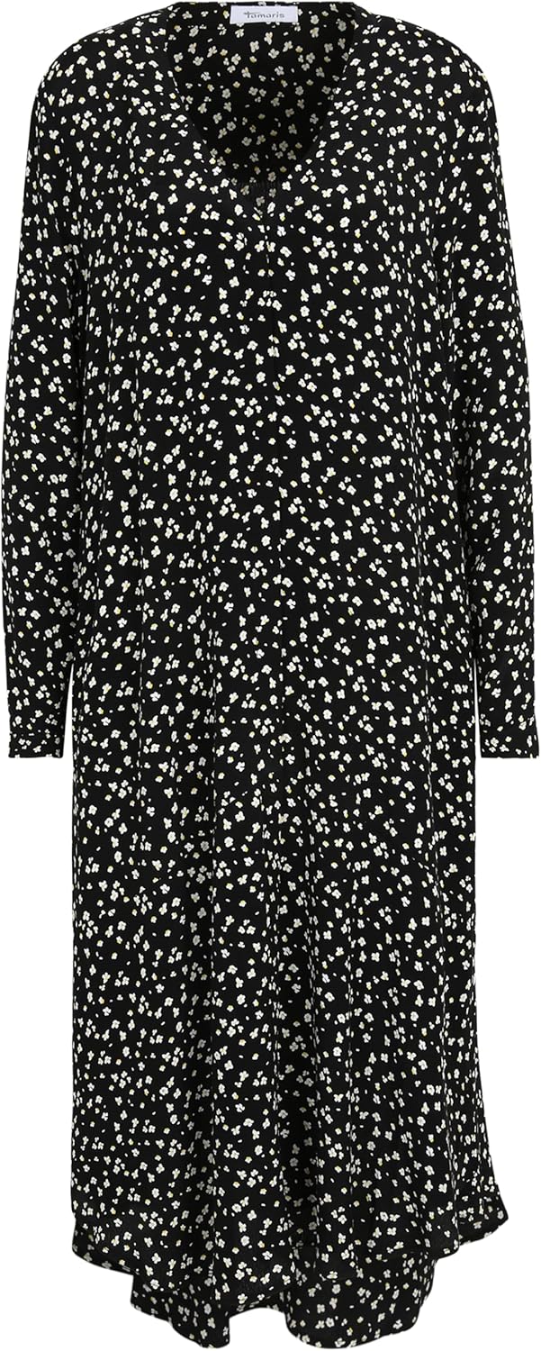 Tamaris Damen ANGERS AOP Cleanes Trapez Kleid 38 Black Beauty Flower Aop, 38 Black Beauty Flower Aop
