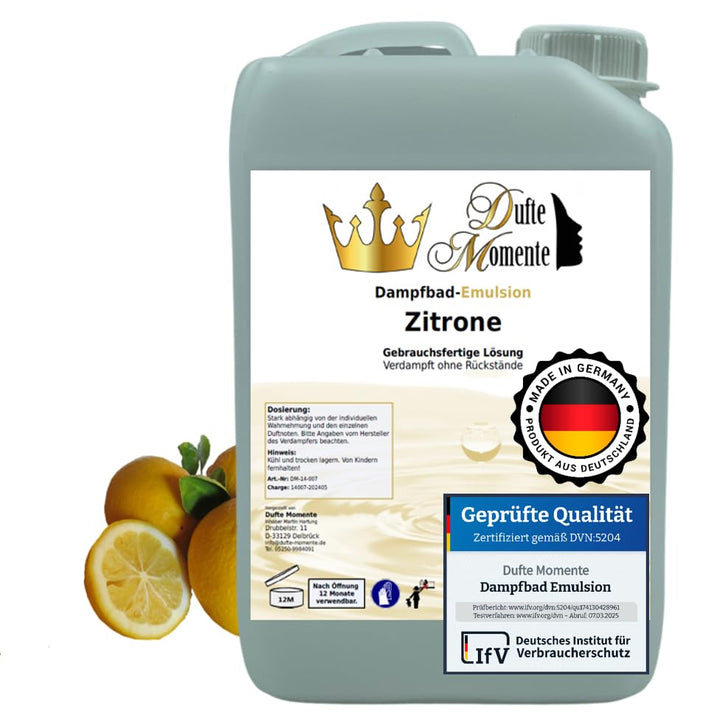 Dufte Momente | Dampfbad Emulsion 3 Liter Zitrone | geprüfte Qualität | mit naturreinen und natürlic