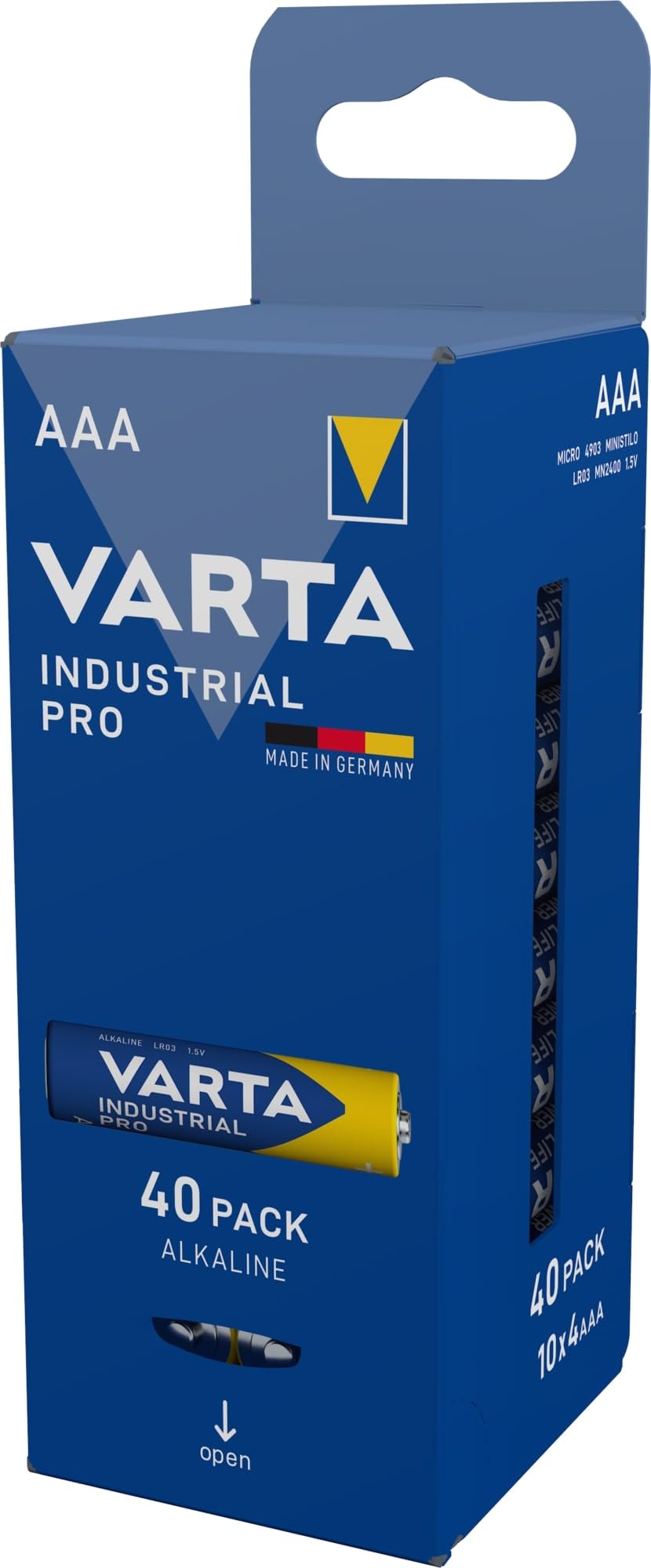 VARTA Batterien AAA, 40 Stück, Industrial Pro, Alkaline Batterie, 1,5V, Vorratspack, Made in Germany