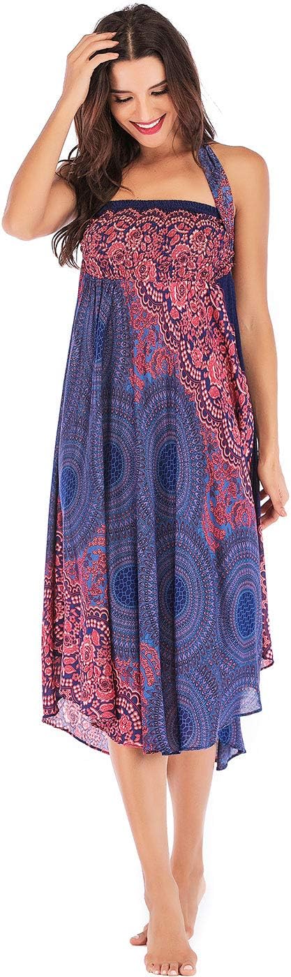 FEOYA 2 in 1 Rock Damen Lang Sommer Maxirock Damen Boho Strandrock Blumen Hohe Taille Rock Hippie Da