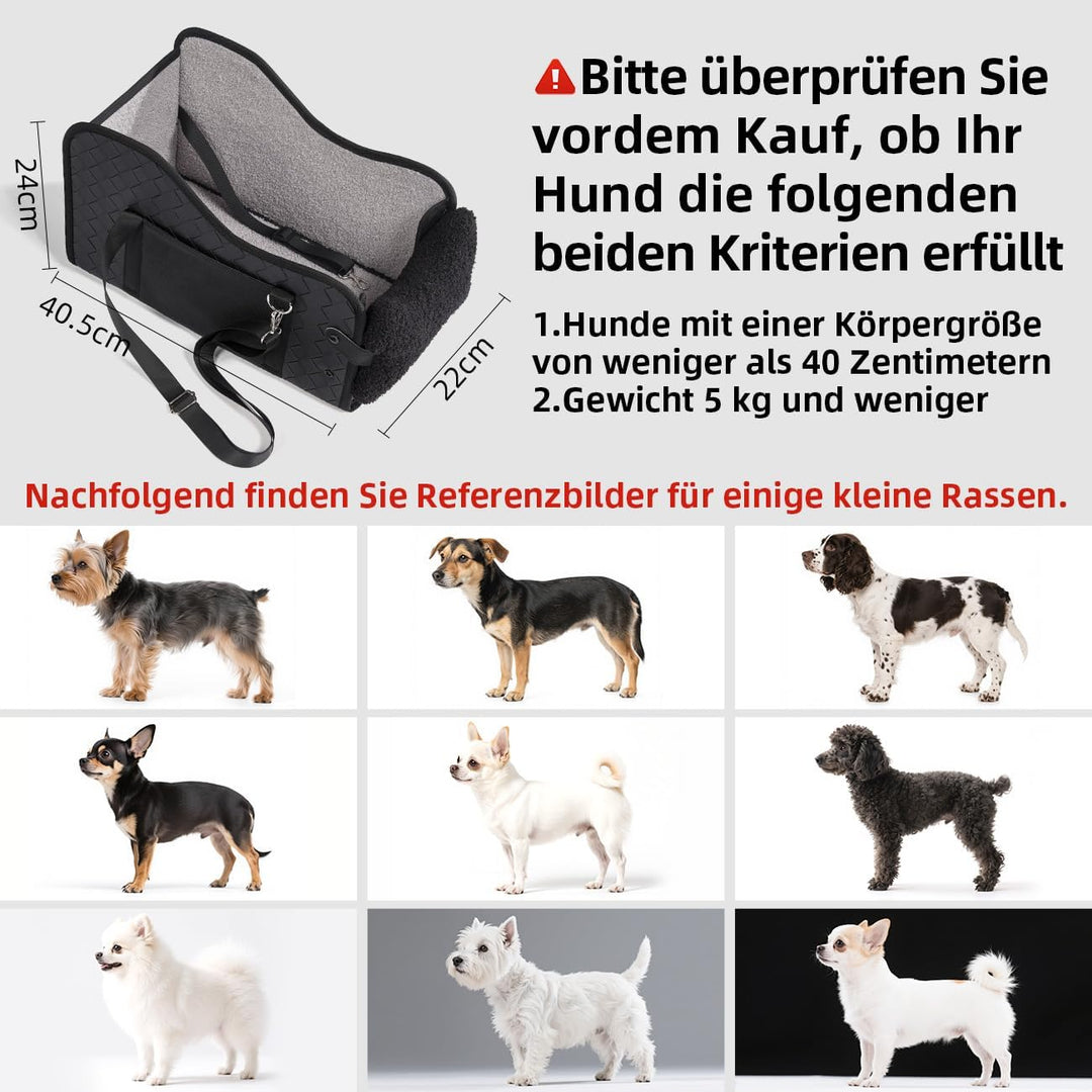 Auto-Hundesitz für Kleine Hunde & Katzen | Sicherer Hunde-Sitz mit Doppelter Befestigung, Wasserdich