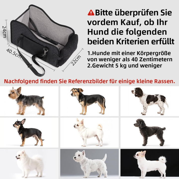 Auto-Hundesitz für Kleine Hunde & Katzen | Sicherer Hunde-Sitz mit Doppelter Befestigung, Wasserdich