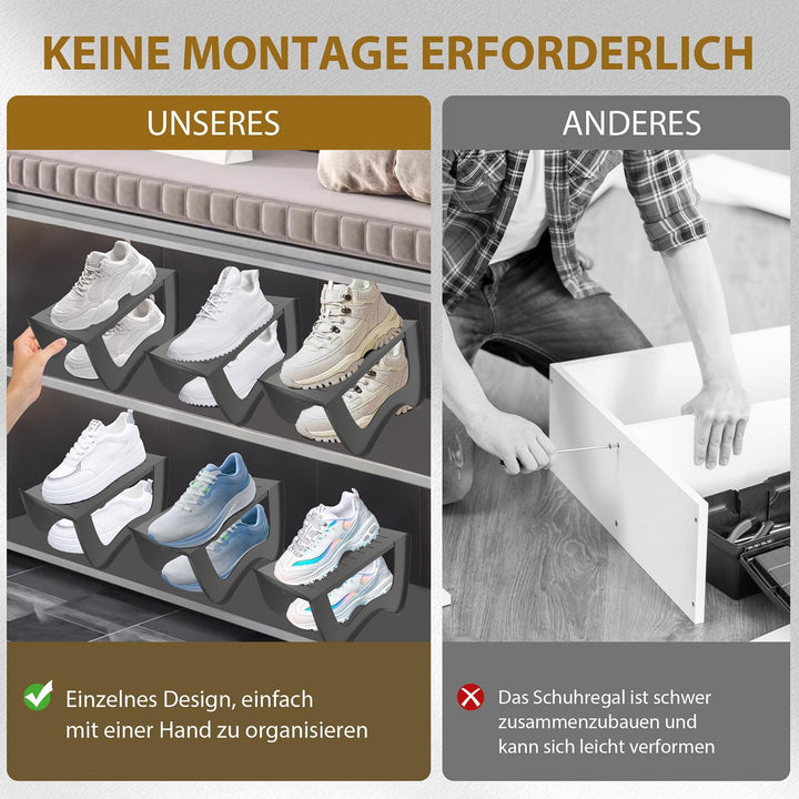 10x rutschfest Schuhregale Schuhschlitze Organizer für Schrank Schuhhalter Stapelbar Schuhorganizer