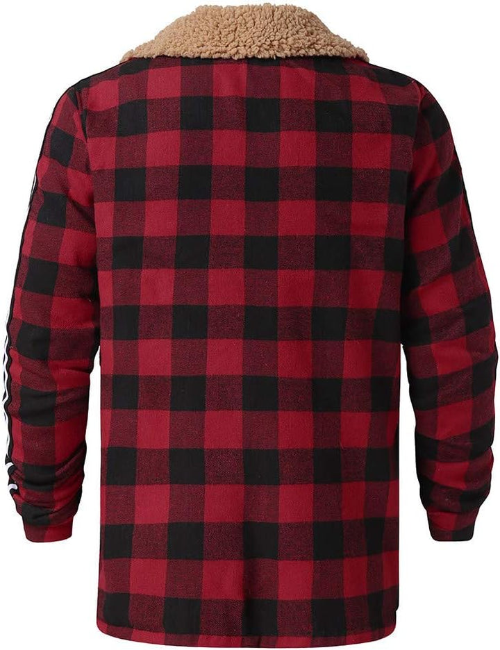 Duohropke Herren Thermohemd Holzfäller Hoodie Jacke Kariert Warm Gefüttert Winter Holzfällerhemd Win
