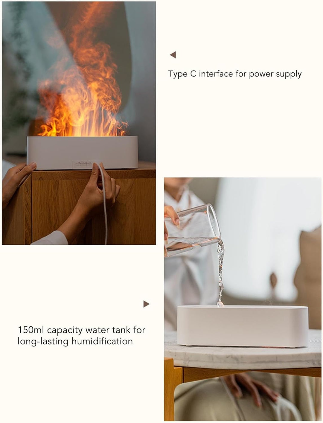 TOPINCN Flammen-Diffusor-Luftbefeuchter, 7 Flammenfarben mit Automatischem Abschaltschutz, Bunter Fl