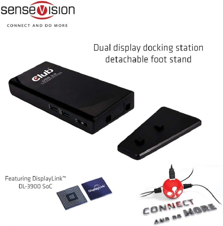 Club 3D SenseVision USB 3.0 Docking Station, 1x HDMI, 1x DVI-I, 1x USB 3.0, 1x USB 3.0 BC-1.2 Schnel