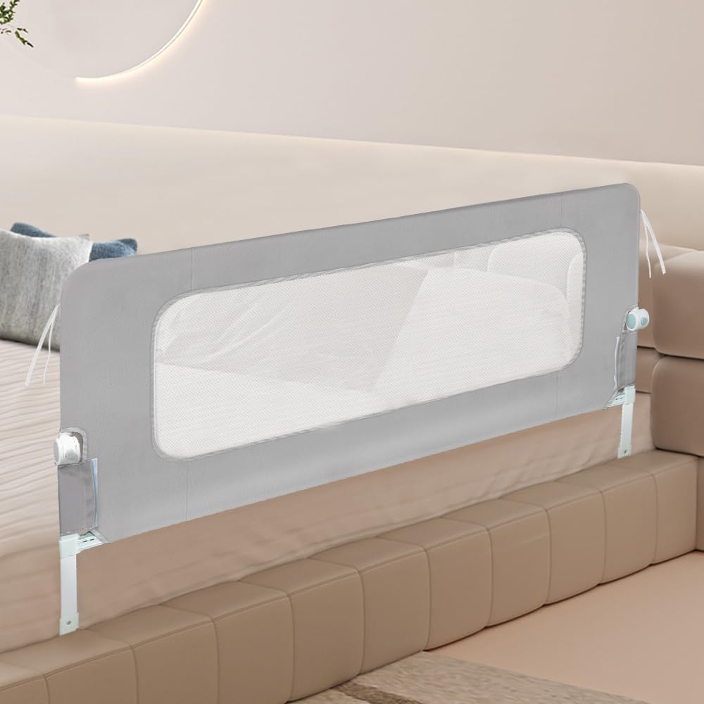 OHMG Bettgeländer,Sicherheitsgitter für Kinder,Sicherheitsgitter für Bett,höhenverstellbar,tragbar,B