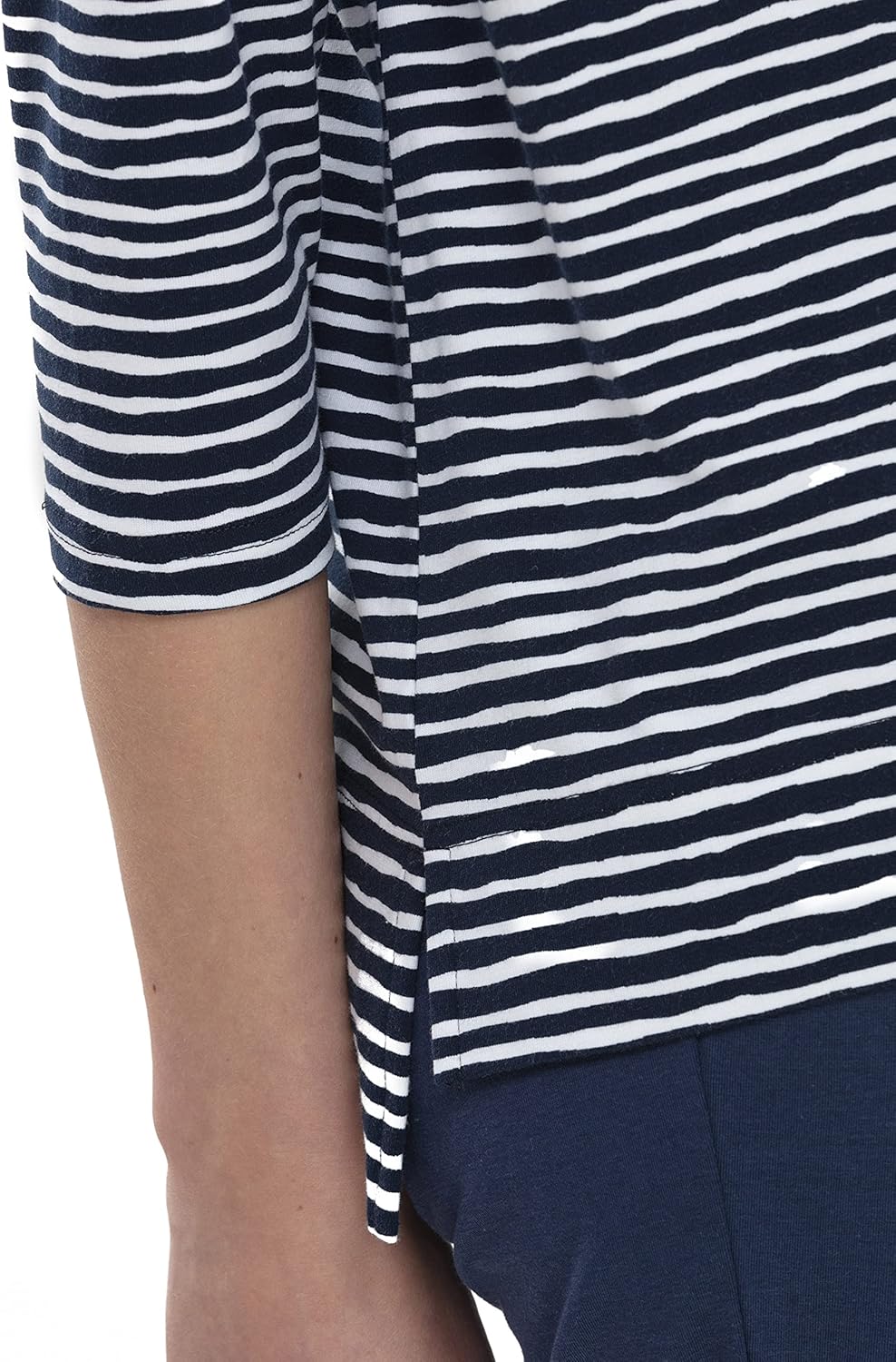 Mey Damen Shirt - Loungeshirt mit 3/4 Ärmel gestreift - Serie Night2Day - 16120 M New Blue, M New Bl