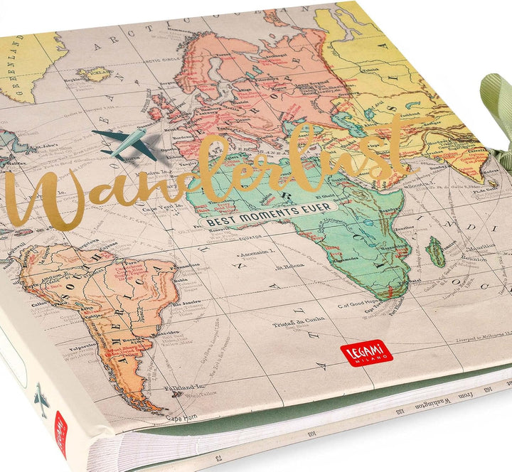 Legami - DIY Fotoalbum mit Dekoelementen Set, 20 Seiten, Geschenkidee, 23x23,5 cm, Reise-Thema