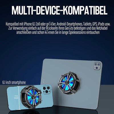 TRILINK Handy-Kühler, Telefon-/Tablet-Kühler, Magnetischer Telefon-Kühlventilator für iPhone/Android
