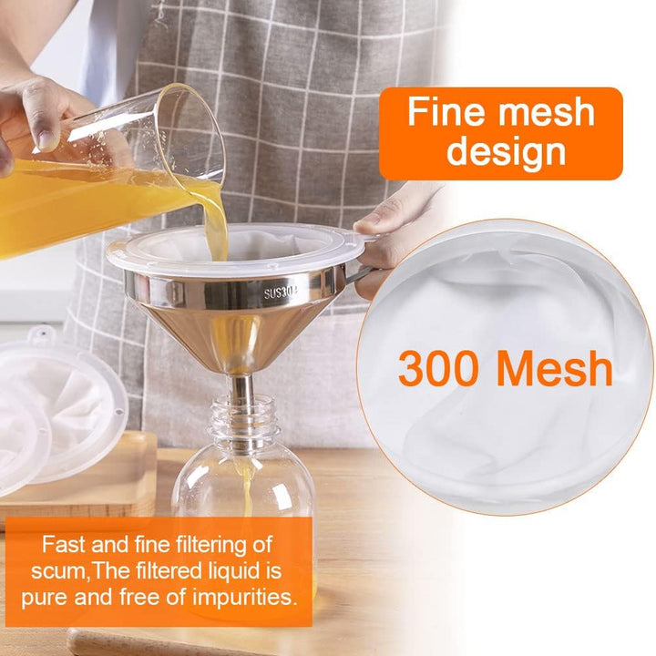 Edelstahl Trichter Set mit Henkel Trichter Gross Marmeladentrichter 300 Mesh Filter Wein Einfülltric