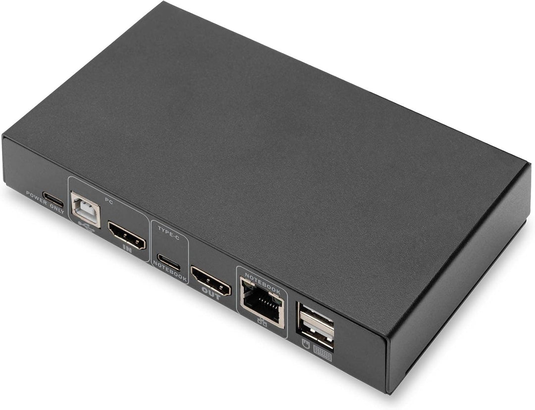 DIGITUS KVM-Switch HDMI – USB-C für Notebook-Anschluss – 2-Port Single-Display – 2 PC 1 Monitor – 1x
