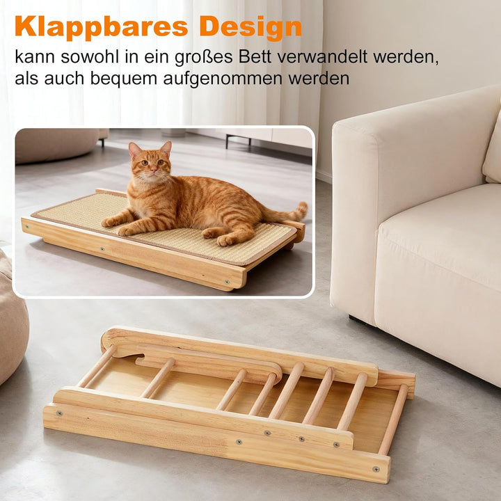 Kratzbrett Katze – Verstellbares &amp; faltbares Kratzmöbel, 50x28,5cm aus stabilem Holz – Kratzzeug zum