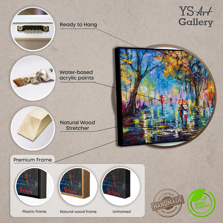 YS-Art Abstrakt Stil Acryl Gemälde auf Leinwand Herbstliche Allee handgemalt Wandbilder Wohnzimmer m
