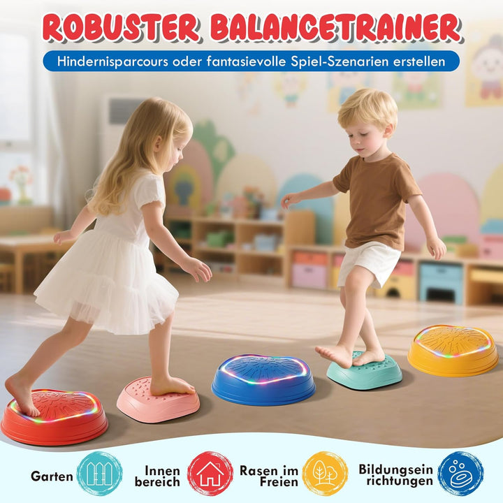 Lehoo Castle Balanciersteine für Kinder mit Lichtern und Musik, Stapelsteine Balance Steine Set Für