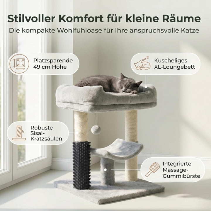 Kleiner Kratzbaum kompakt 49 cm – Katzenkratzbaum klein für Jede Wohnung | Katzenkratzbaum mit Sisal