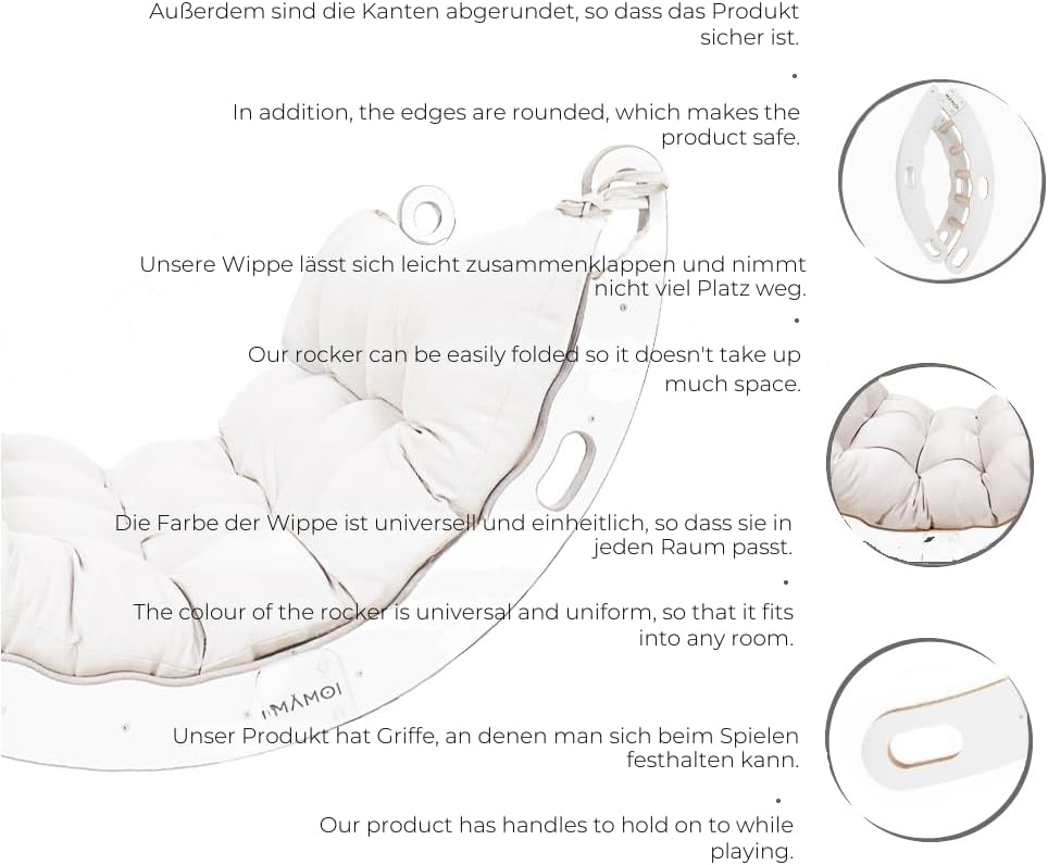 MAMOI® Kletter-Dreieck | Holz Klettergerüst Indoor | Kletterbogen mit Matte | Regenbogenwippe Holz |