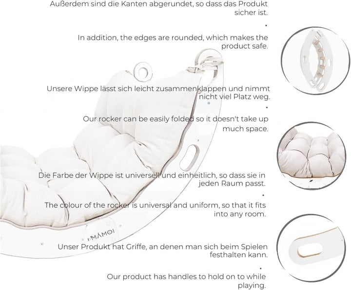 MAMOI® Kletter-Dreieck | Holz Klettergerüst Indoor | Kletterbogen mit Matte | Regenbogenwippe Holz |