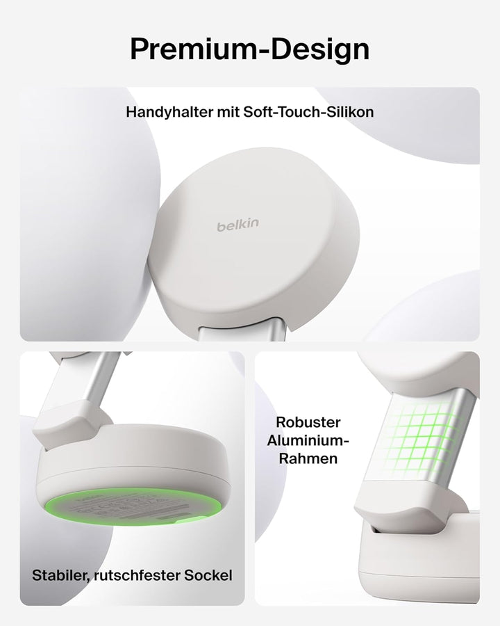 Belkin UltraCharge Pro MagSafe Ladegerät, Induktive Ladestation, Qi2.2 25W Verstellbarer 2-in-1 Wire