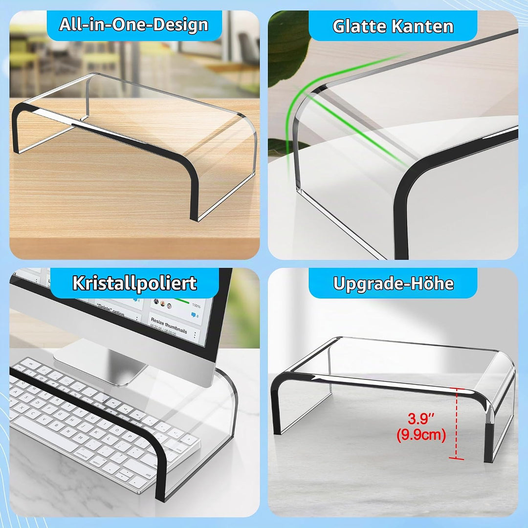 AboveTEK Acryl-Monitorständer Klarer Monitorständer &amp; Computer-Schreibtischständer, Premium-Acryl-La