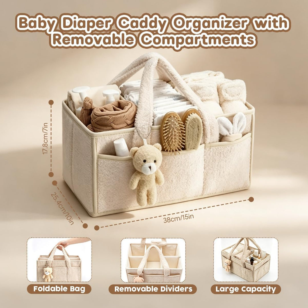 Wickeltasche Organizer, Baby Windel Caddy Organizer für Wickeltisch, Tragbarer Wickelkorb mit Heraus