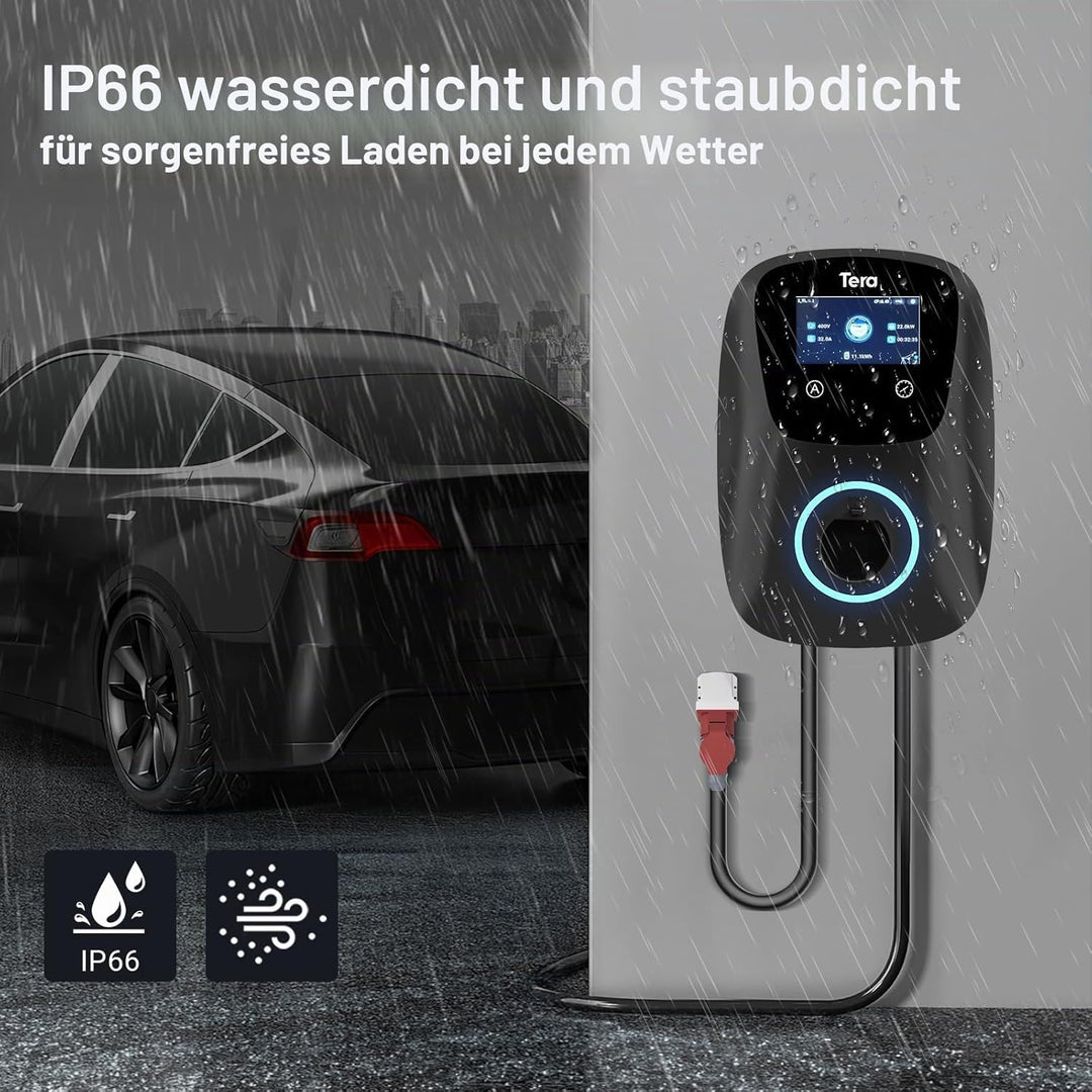 Tera EV Ladegerät Smart APP mit 32A Typ 2 22kW oder 11kW Heim Ladestation 400V CE & TÜV Wallbox 7m L