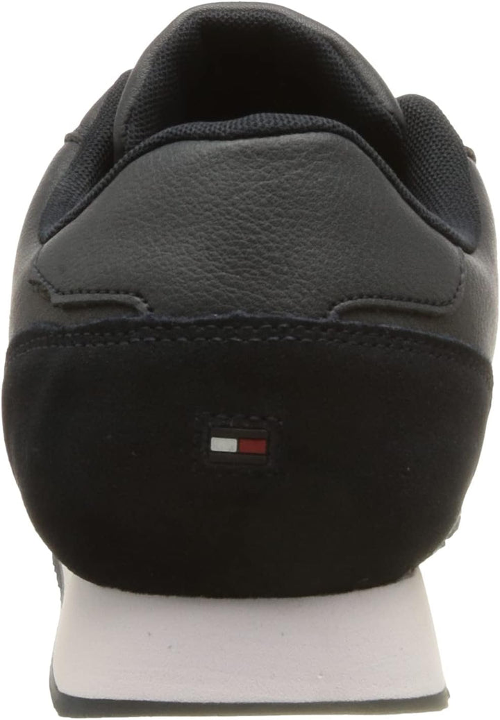 Tommy Hilfiger Herren Signature Ledersneaker Runner-Sneaker, Desert Sky