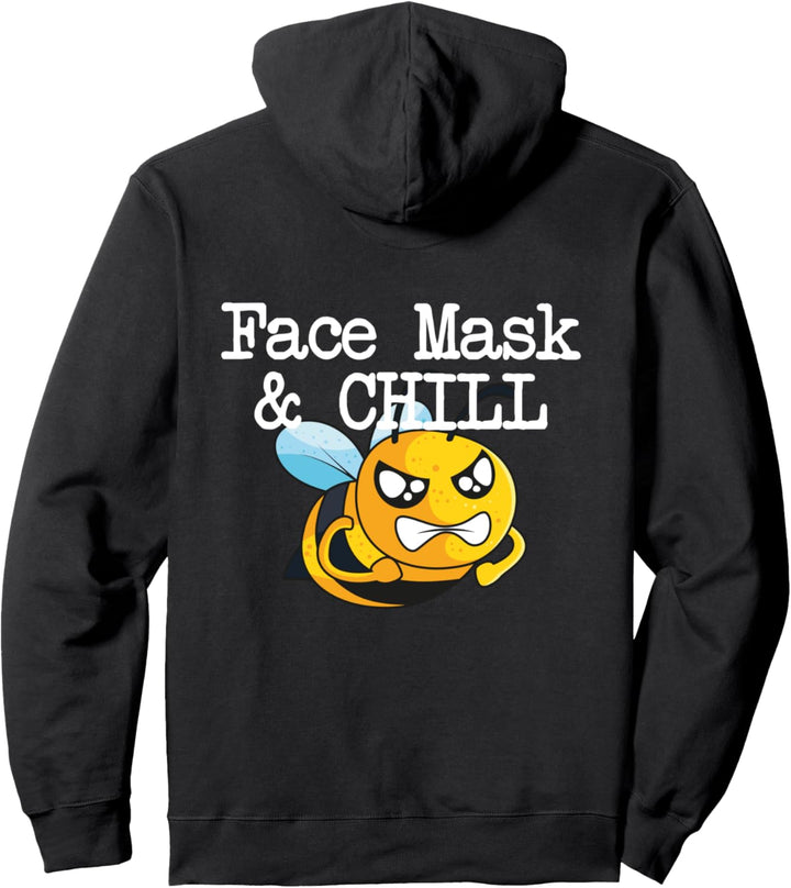 Biene mit Gesichtsmaske und kaltem weissem Textdesign Pullover Hoodie
