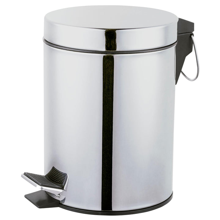 Amig – Kosmetikeimer mit Pedal 3L Linea – Polierter Edelstahl – Hygienische Öffnung – Ø16,8 x 25,5 c