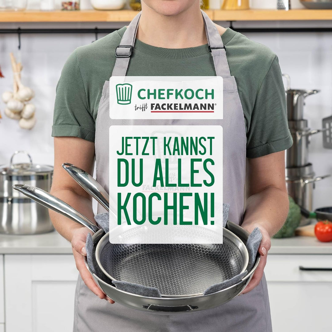 FACKELMANN Chefkoch trifft Antihaftpfanne – Ø24 cm Premium Bratpfanne aus Edelstahl mit keramischer