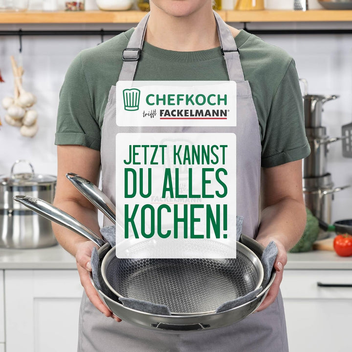 FACKELMANN Chefkoch trifft Antihaftpfanne – Ø24 cm Premium Bratpfanne aus Edelstahl mit keramischer