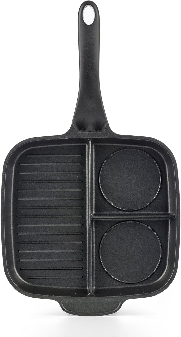 melianda MA-18330 3-in-1 Multigrillpfanne, Multipfanne (drei Unterteilungen, geeignet für Elektro-,