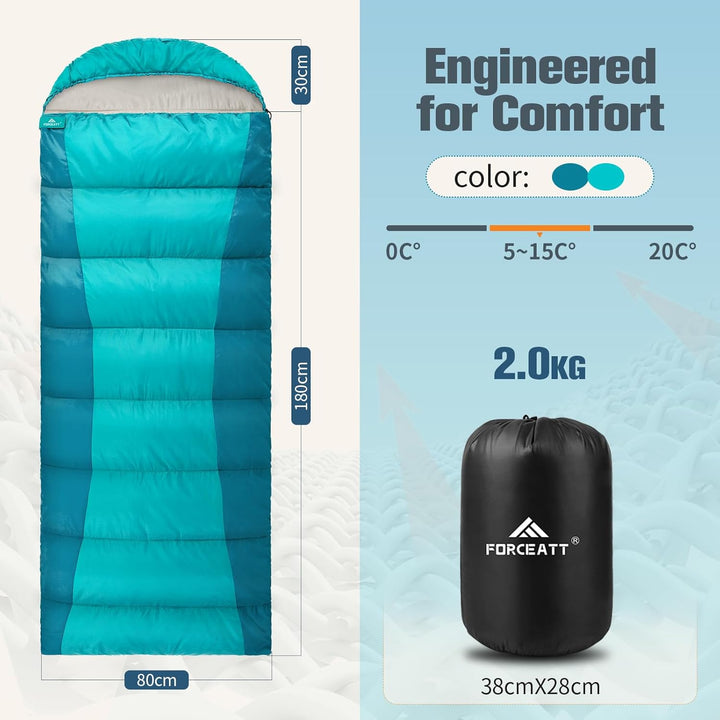 Forceatt Schlafsack Winter, -5°-20 Grad Schlafsack Outdoor für 3-4 Jahreszeiten, Leichtgewichtig und