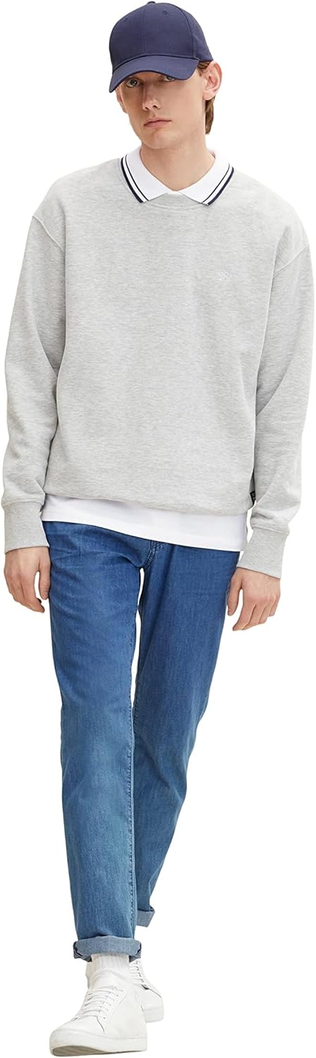 TOM TAILOR Herren Josh Regular Slim Hose im Jeans-Look 33W / 34L 10113 - Clean Mid Stone Blue Denim,