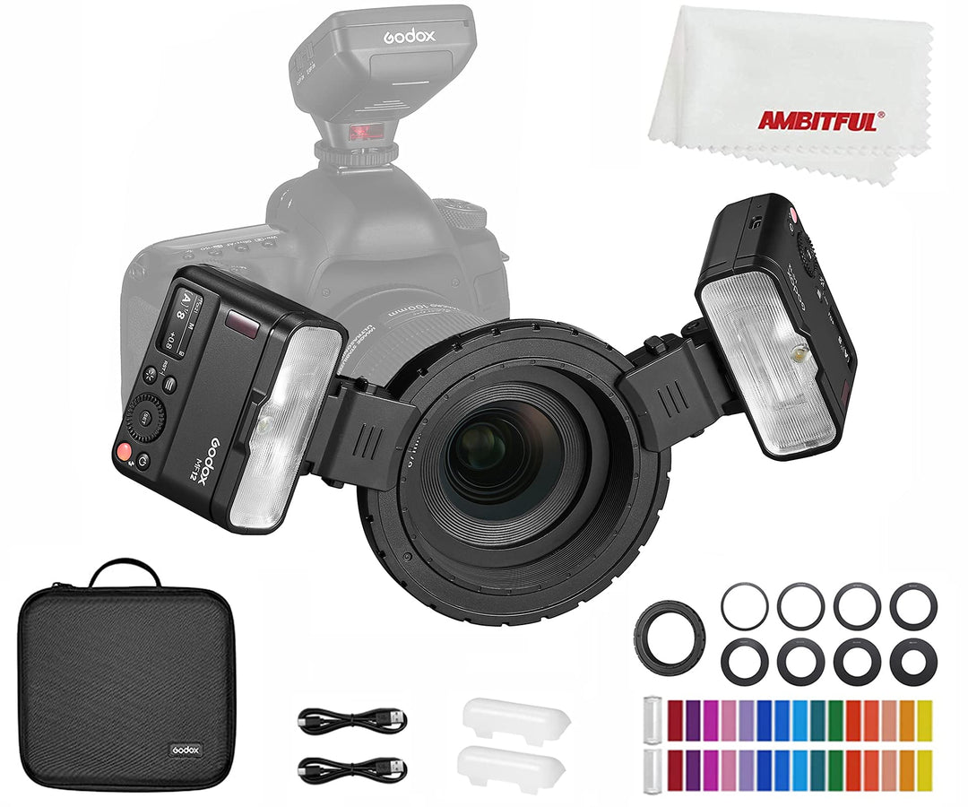 Godox MF12 MF12-K2 12W Makro-Blitz,2,4G Wireless Control,TTL/M-Modus,Eingebauter 3,7V/6,29W Lithium-