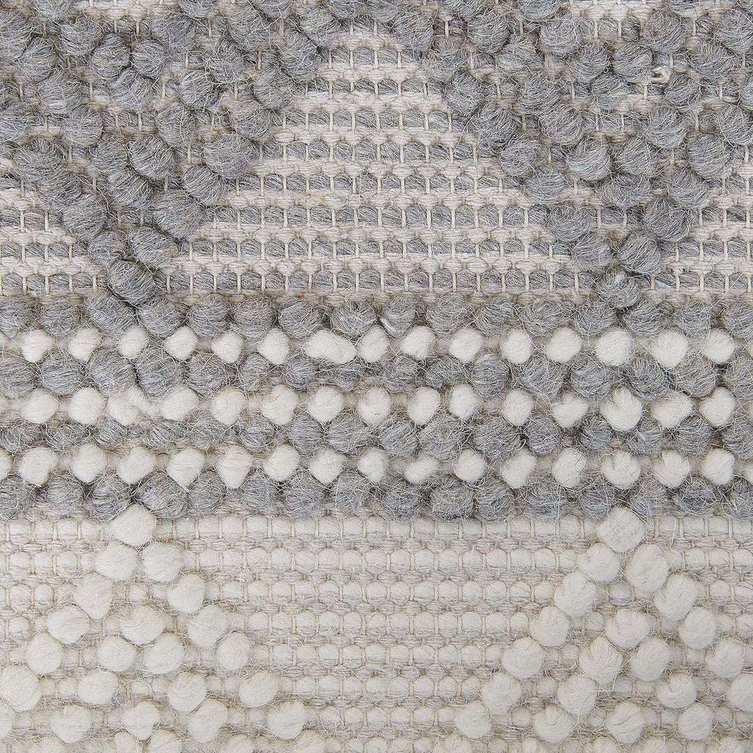 Teppich Wolle beige/grau mit geometrischem Muster quadratisch 200x200 cm Bozova