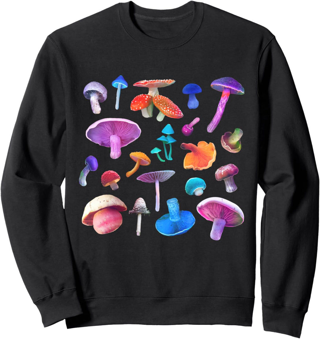 Trippy bunte Pilze Sorten farbig Wald Kunst Design Sweatshirt