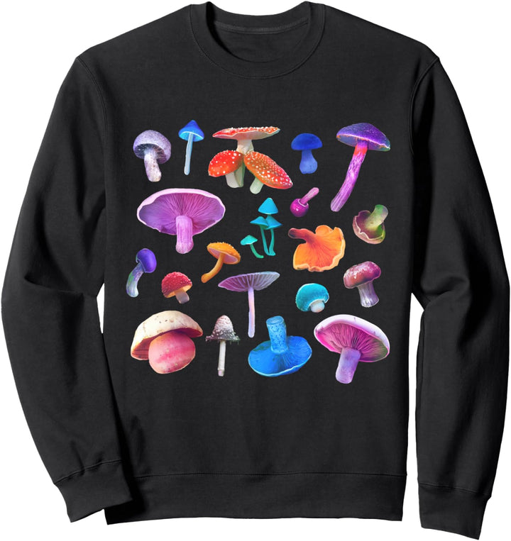 Trippy bunte Pilze Sorten farbig Wald Kunst Design Sweatshirt