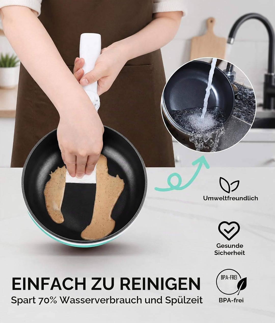 Audecook Elektrischer Topf mit Dampfgarer, 1.7L Mini Elektrische Bratpfanne für Wohnheim Antihaftbes