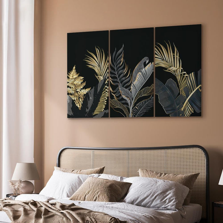 murando - Bilder tropische Blätter 90x60 cm Vlies Leinwandbild 3 Teilig Kunstdruck modern Wandbilder