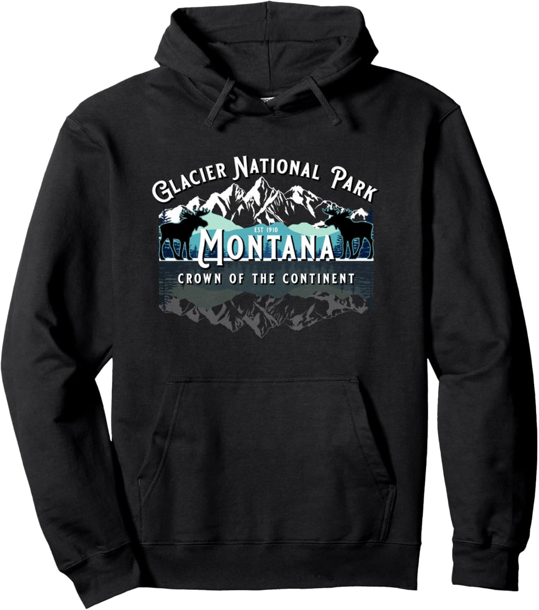 Glacier National Park Montana Wandern Camping Elch Souvenir Pullover Hoodie