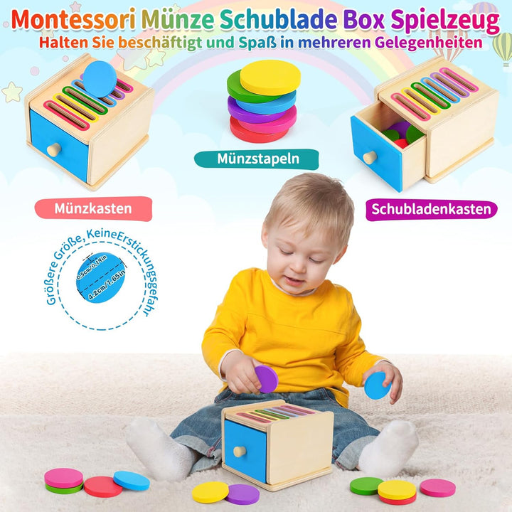 FCSONU Kinder Montessori Spielzeug ab 1 2 3 Jahre Jungen Mädchen, Holzspielzeug ab 1 Jahr, Farbe Sor
