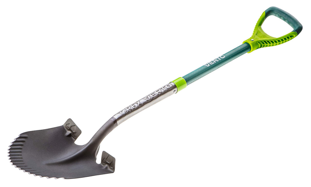 VERTO Gärtnerspaten Spitz Spaten mit wurzelsäge 125 cm Länge | Schaufel für Harte, steinige Böden |